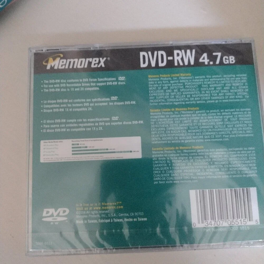 NEW Memorex sealed DVD-RW 4.7GB 120 minute writeable DVD